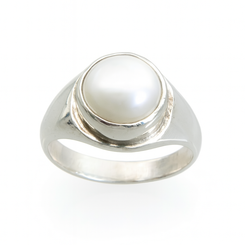Rashi Ratna Silver Ring Real Pearl Moti Moon Gem Birthstone astrology ratan