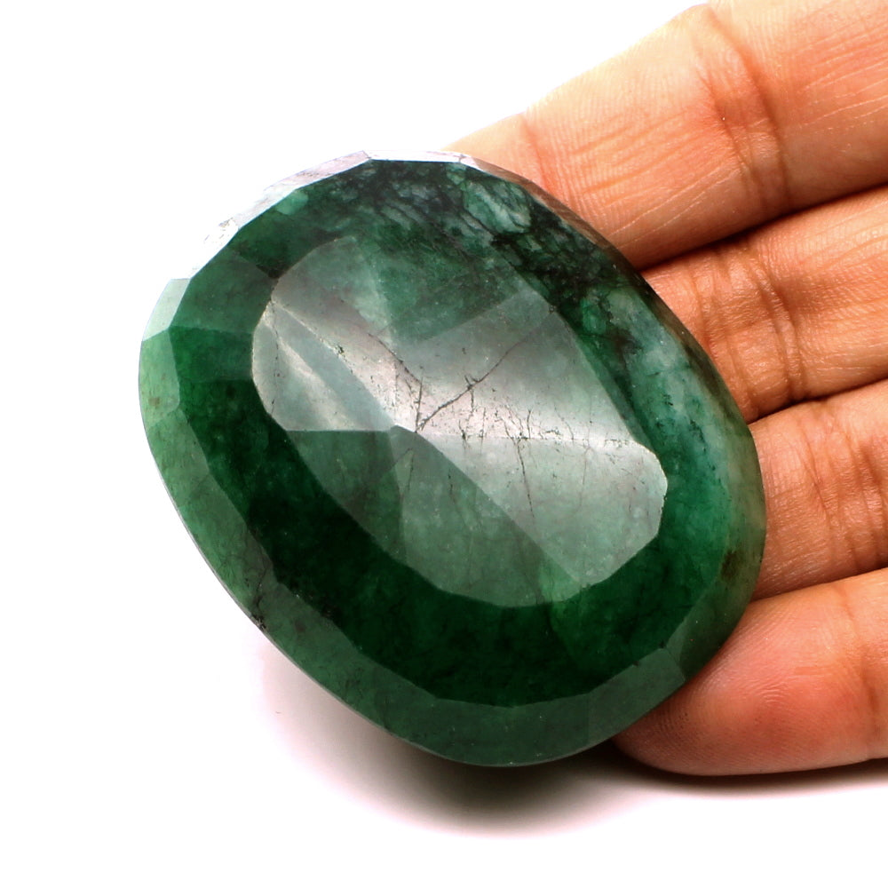 262.2Ct Natural Brazilian Green Emerald Oval Shape Faceted Gemstone