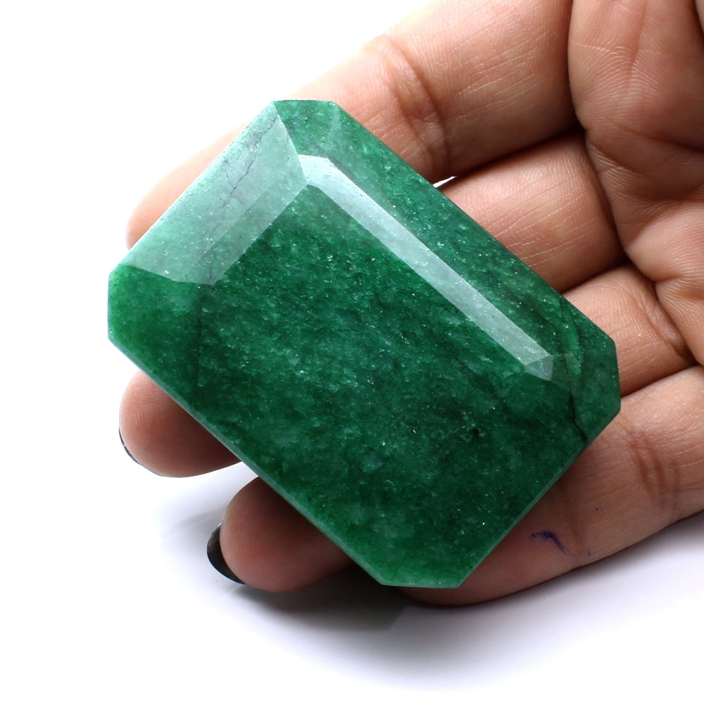 Natural Green Emerald Rectangle Cut Faceted Gemstone