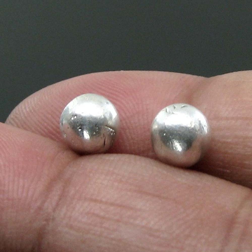 2pc Solid Pure Silver Full Round Balls chandi ki thos Goli 6.1mm