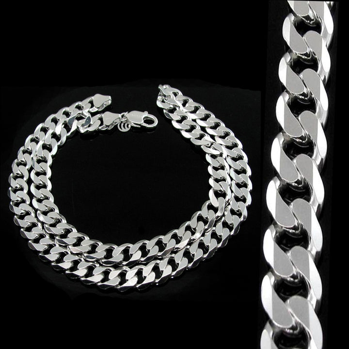 Dashing genuine Solid .925 Sterling Silver Curb Link Design Men's Chain 20"