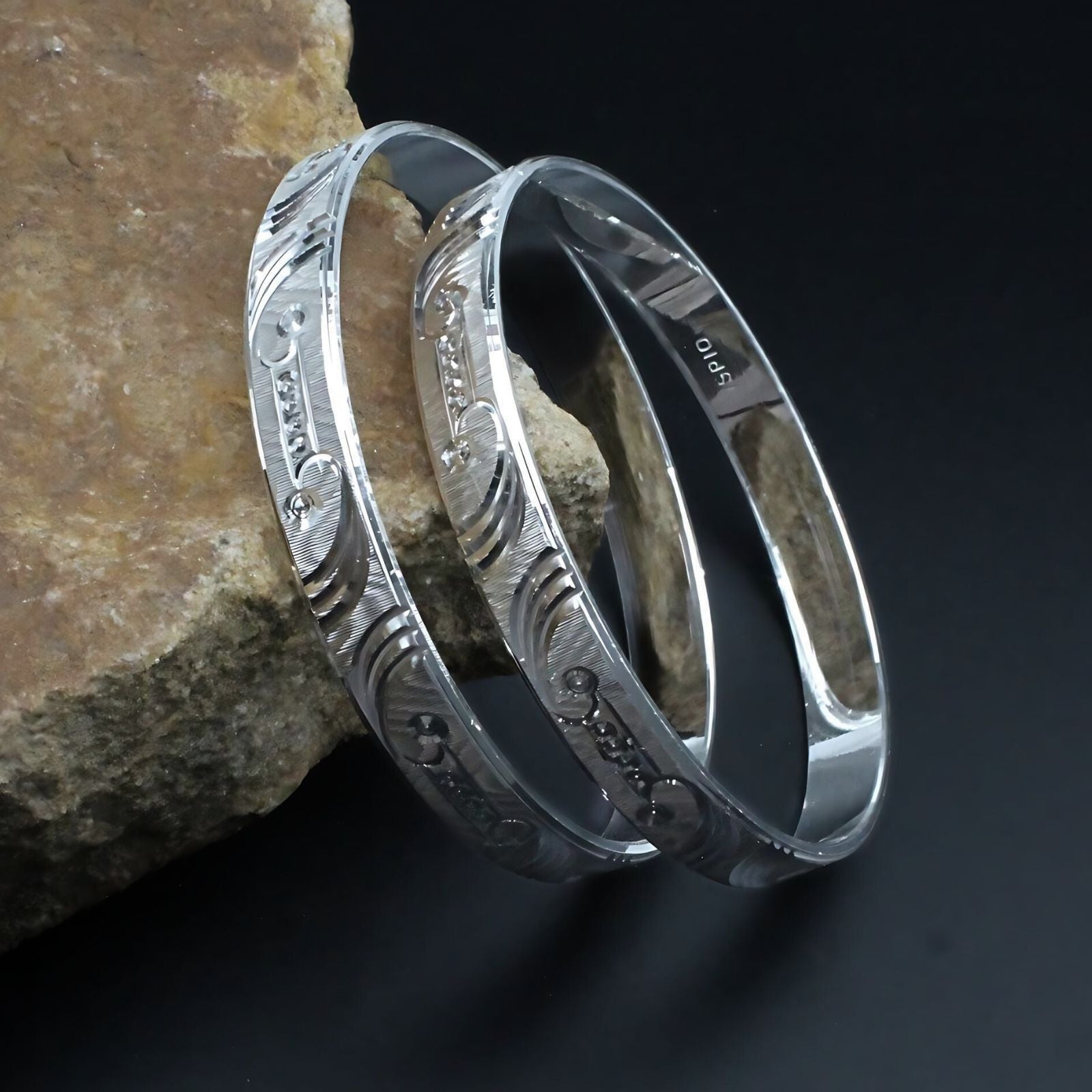 アクセサリー kei shigenaga saku bangle silver & 18k 990 Real Silver Women Cultural design Bangles Bracelet (Kangan