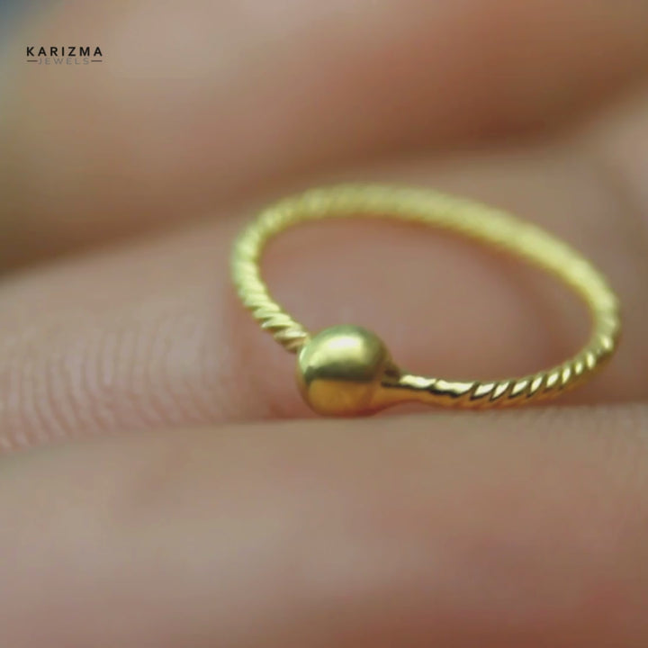 14K Real Gold Wire Style Nose rings Indian Women Nose Hoop Ring