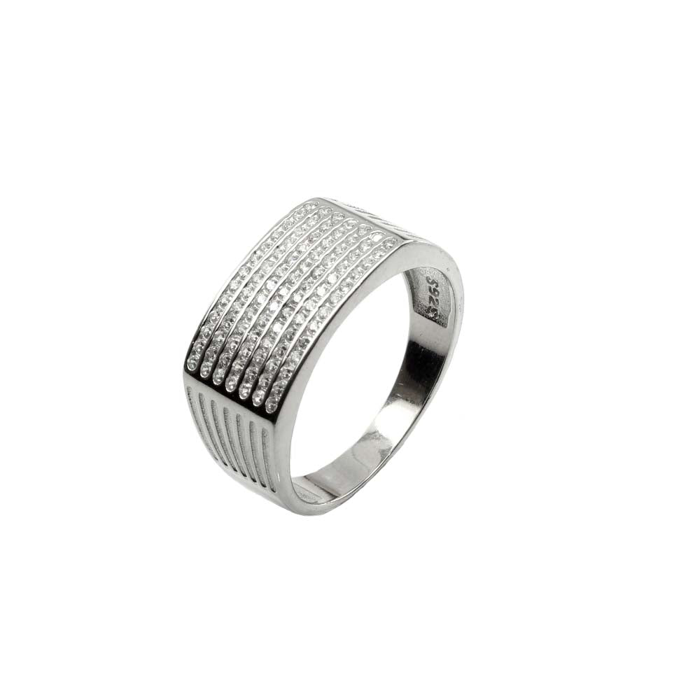 Real 925 Sterling Silver White CZ Platinum Finish Men's ring