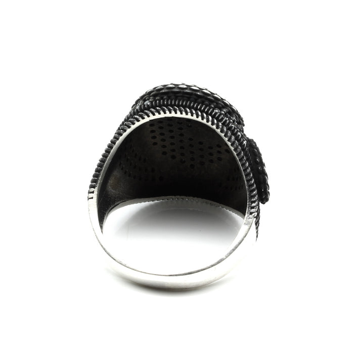 925 Sterling Silver Oxidized Snake Style Black CZ Men's ring