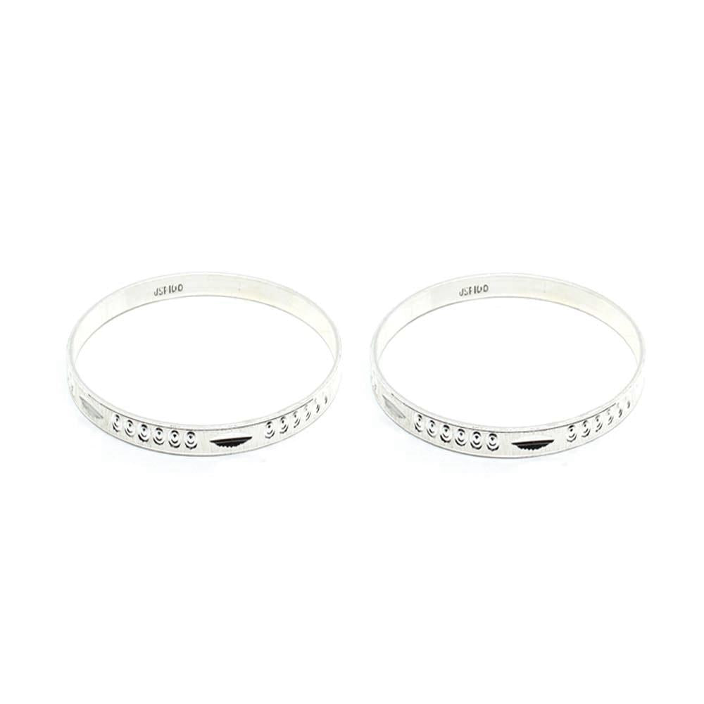Cute Real Sterling Silver Women Bangles Bracelet (Kangan)-Pair