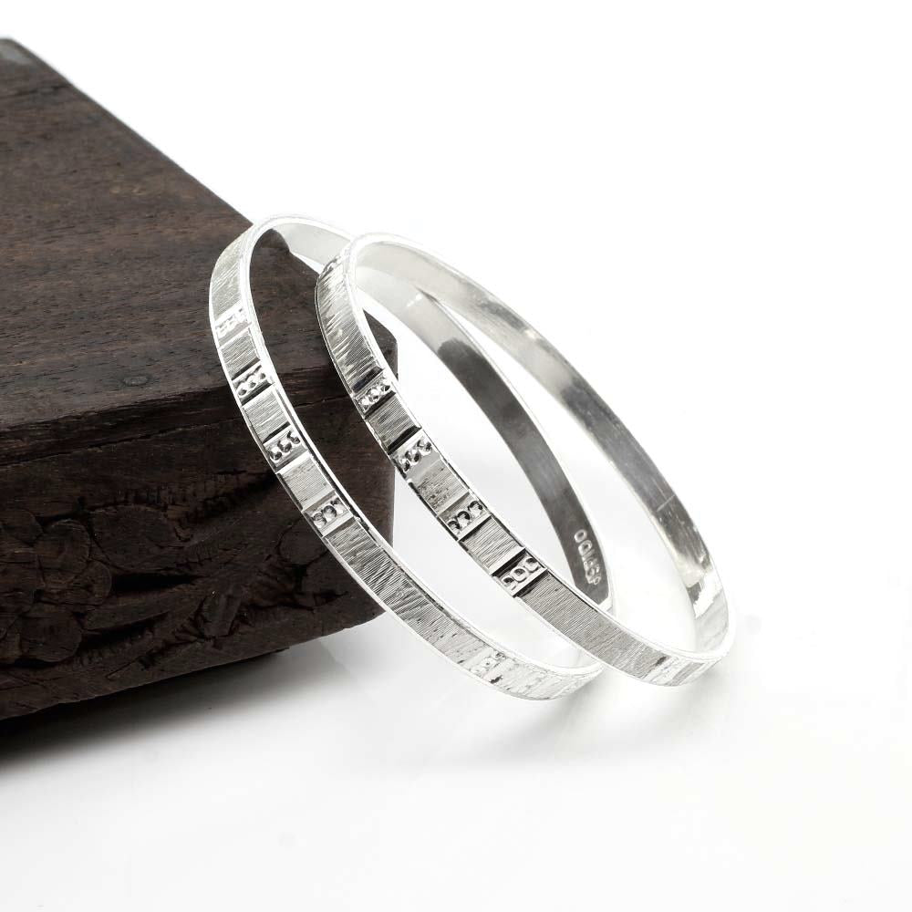 Real Solid Silver Women Bangles Bracelet (Kangan)-Pair