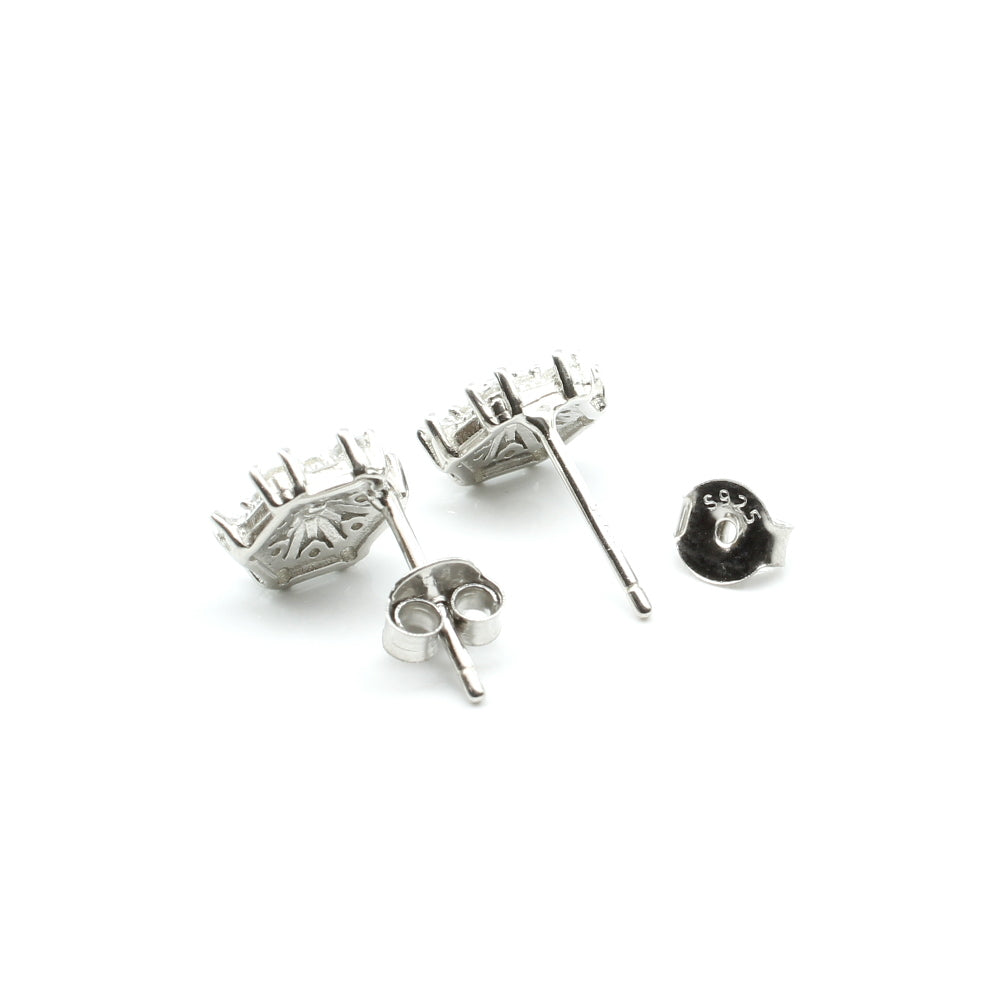 Cute 925 Sterling Silver CZ Stud Platinum Finish Earring