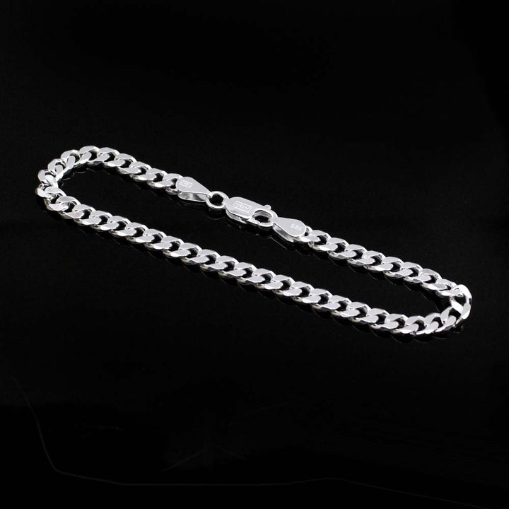 Solid Genuine 925 Sterling Silver Curb Link Chain Men's Bracelet Man Jewelry