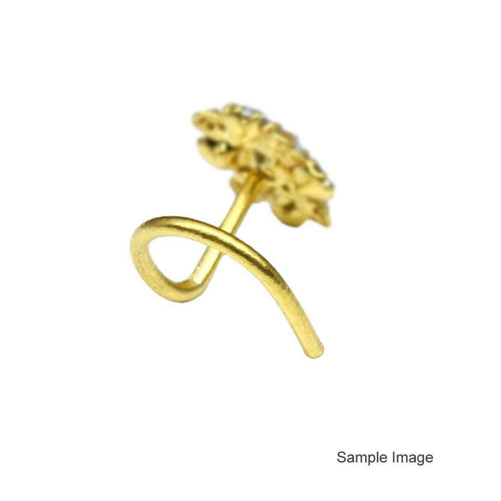 Indian Gold Plated Nose Stud White CZ L Bend Women nose ring 22g