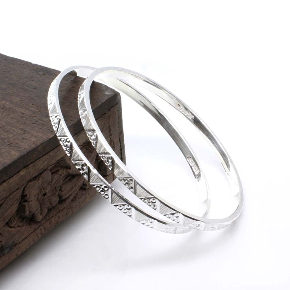 990 Real Silver Women Bangles Bracelet (Kangan)-Pair