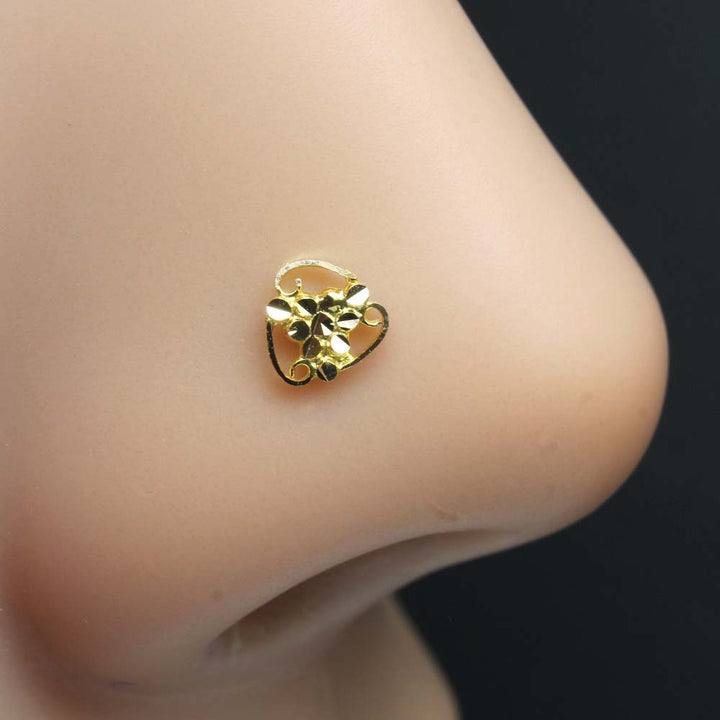Cute Tiny 18k Pure Solid Gold Twisted Nose Stud 24g