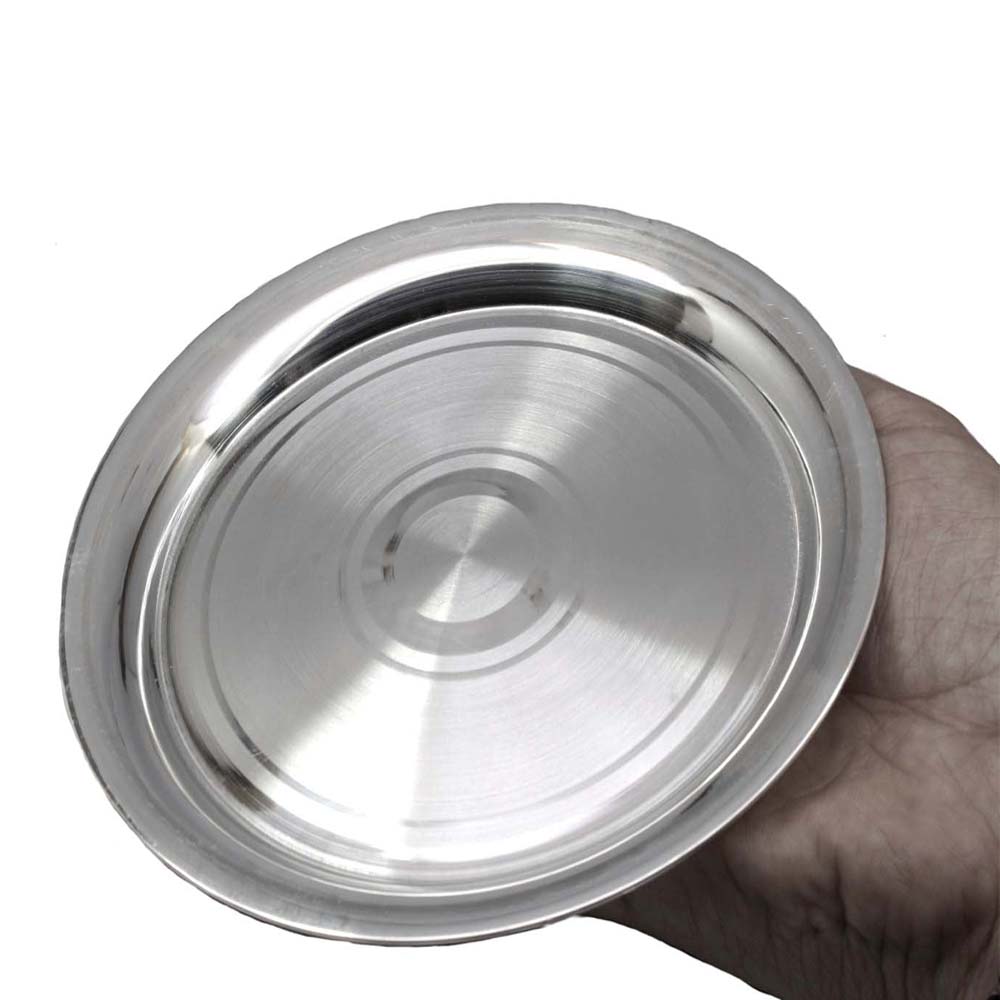 Pure Silver Plate Thali for Gift, Tilak teeka Pooja remedies 6 Inches