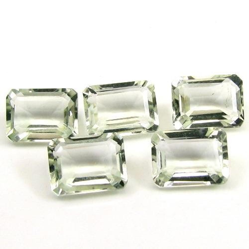 7.44CT 5pc Lot Natural Light Green Amethyst Rectangle Faceted Gemstones