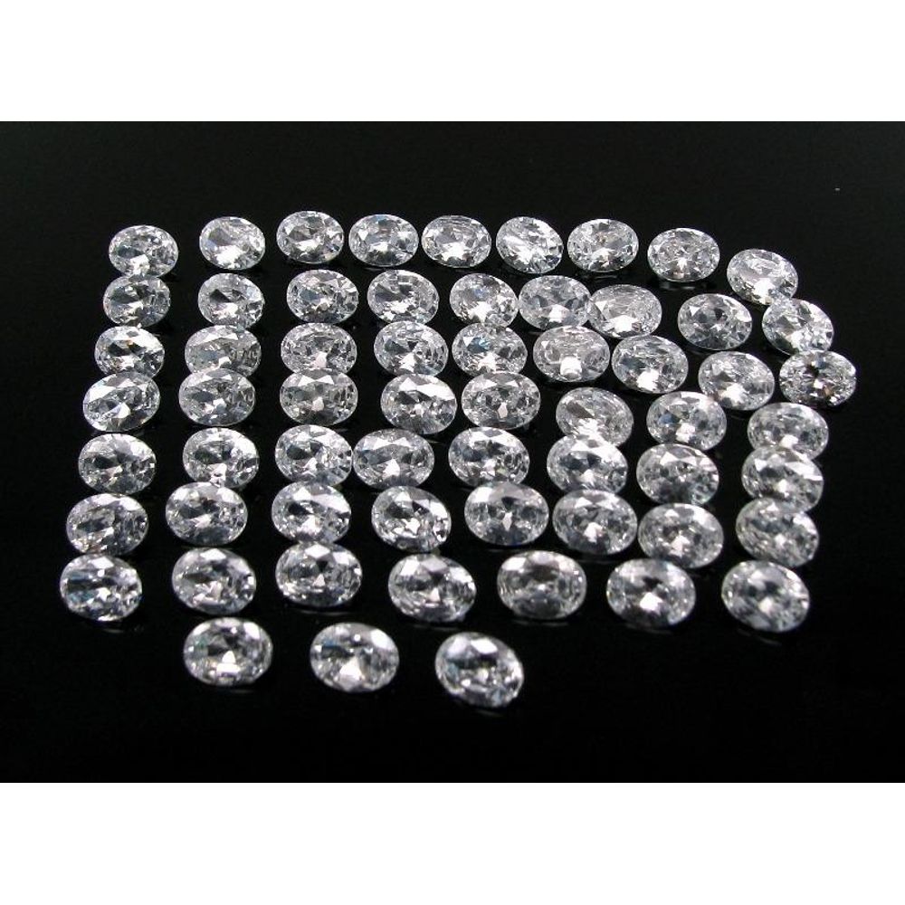61pc Wholesale Lot Clear White Cubic Zirconia Oval Faceted