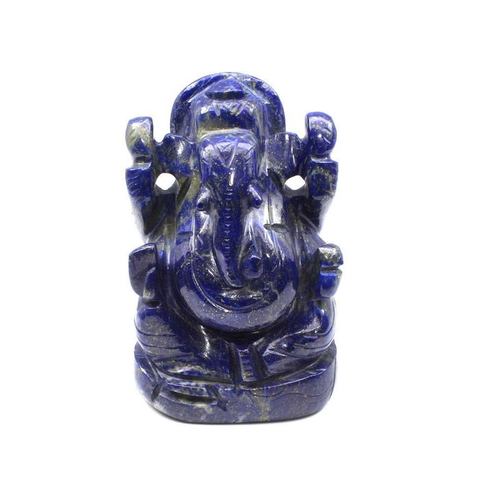 Ganesha God Idol Hindu Deity Blue Lapis Lazuli Carved Sculpture Art