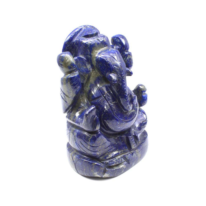 Ganesha God Idol Hindu Deity Blue Lapis Lazuli Carved Sculpture Art