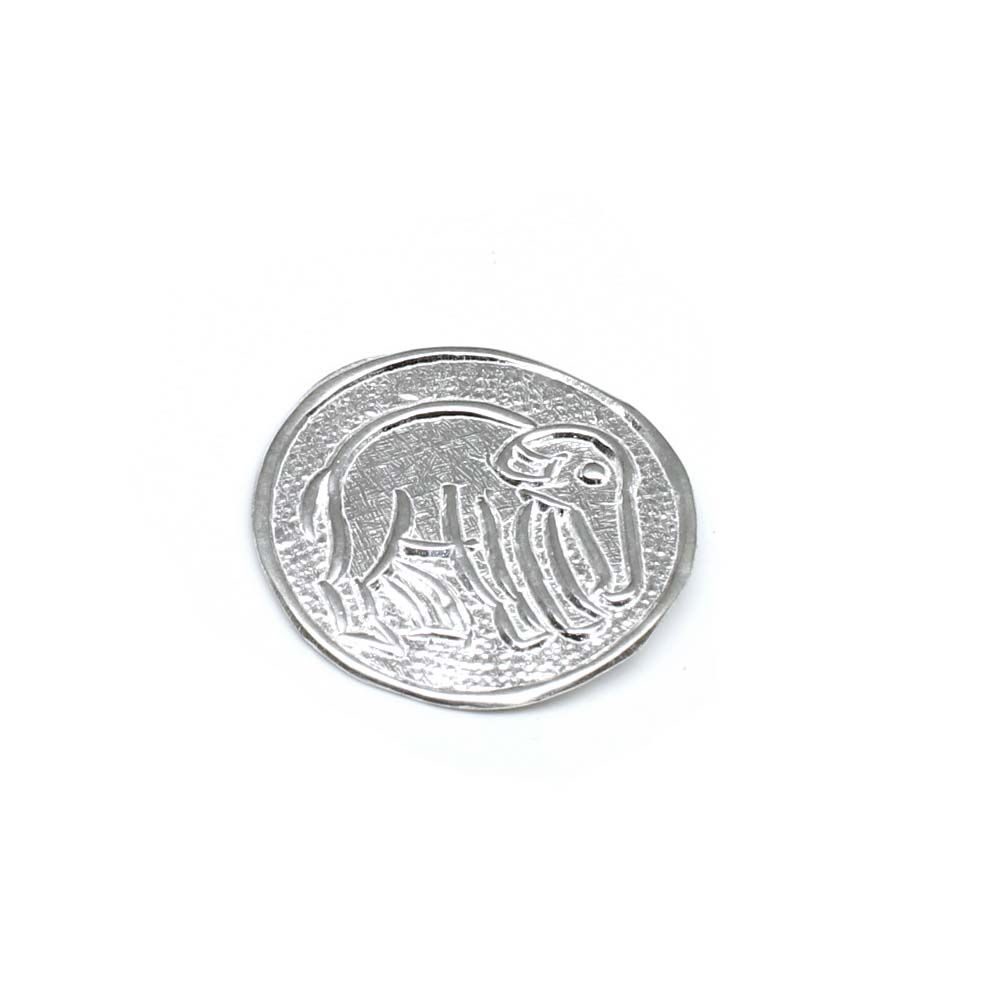 Pure Silver Elephant figure embossed on plate for red book remedies