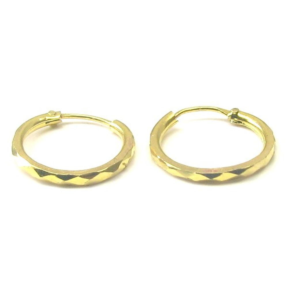 Ethnic Indian Hinged Hoop EARRINGS 14k Solid Yellow Gold Pair