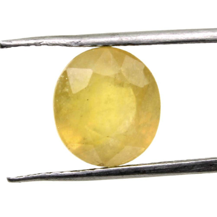 Lab Certified 6.08Ct Natural Yellow Sapphire (Pukhraj) Oval Rashi Loose Gemstone