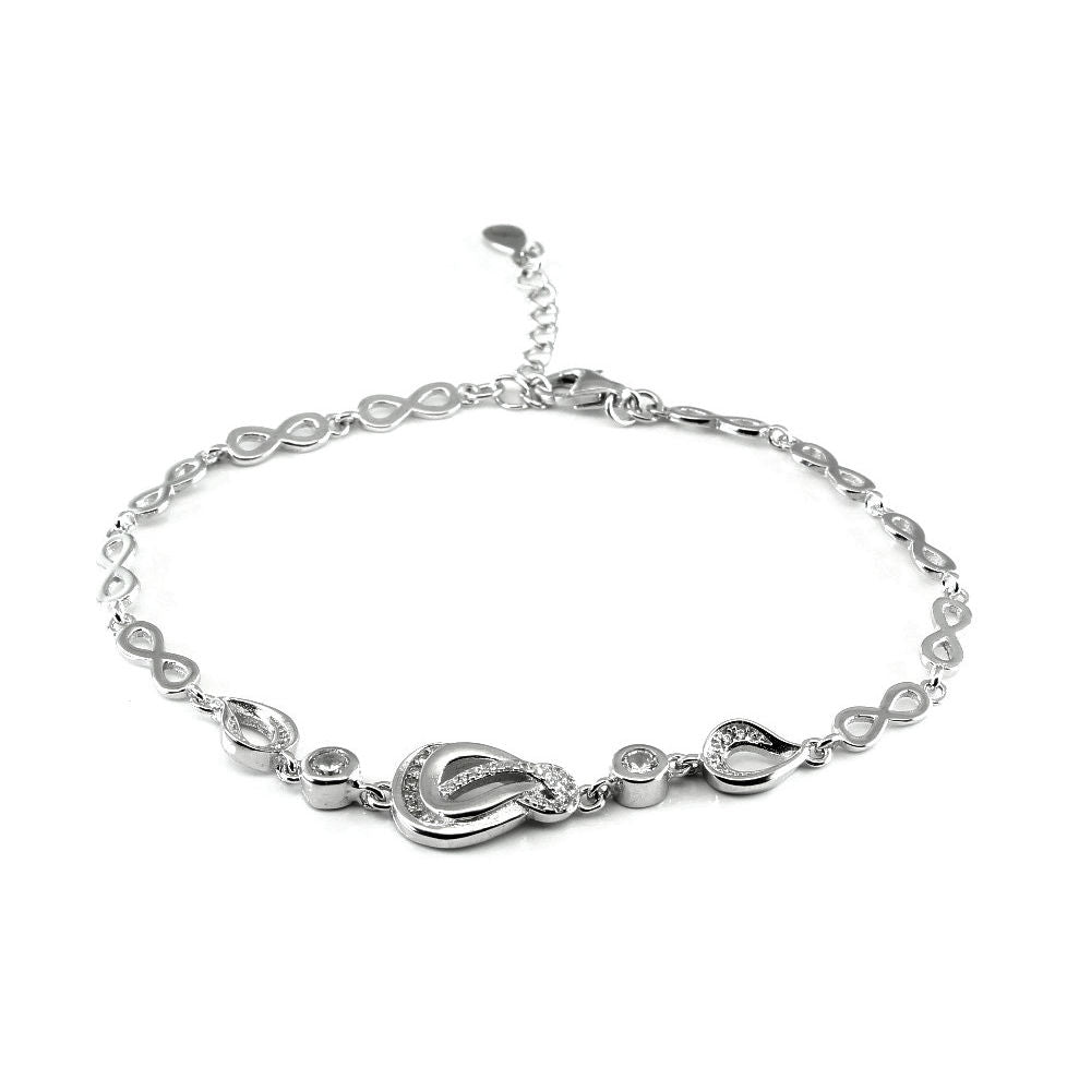 Trendy CZ 925 Sterling Silver Bracelet for Girls in platinum finish