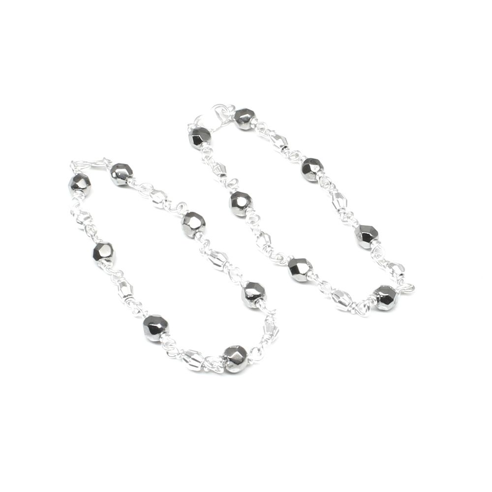 Sterling Silver Indian nazaria black beads bracelet for babies