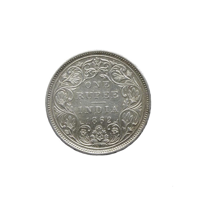 Pure silver Victoria Queen One Rupee India 1862 Old coin