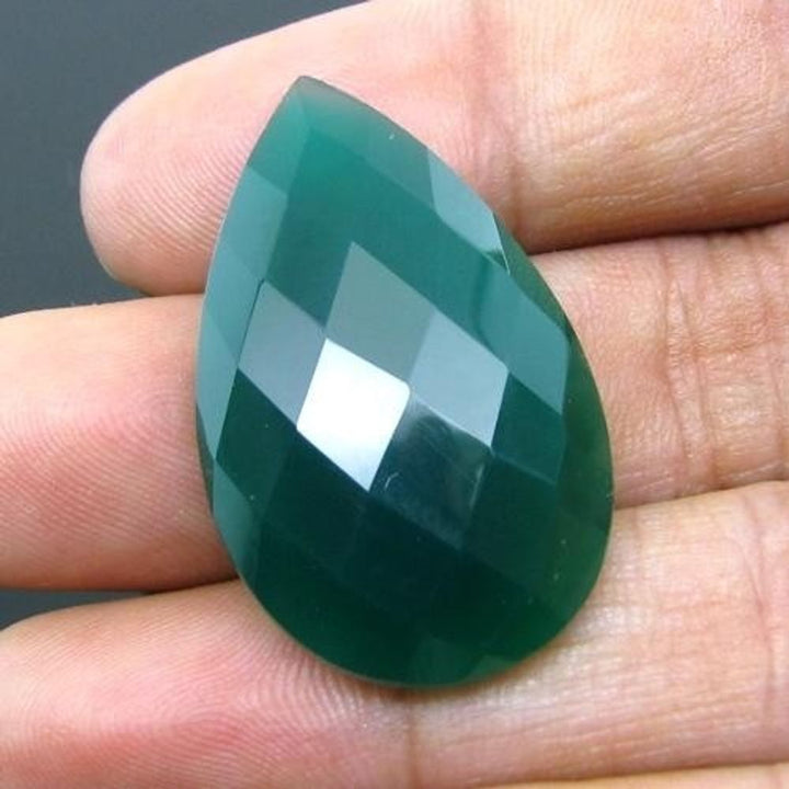 25.3Ct 100% Natural Green Onyx Checker Faceted Gemstone