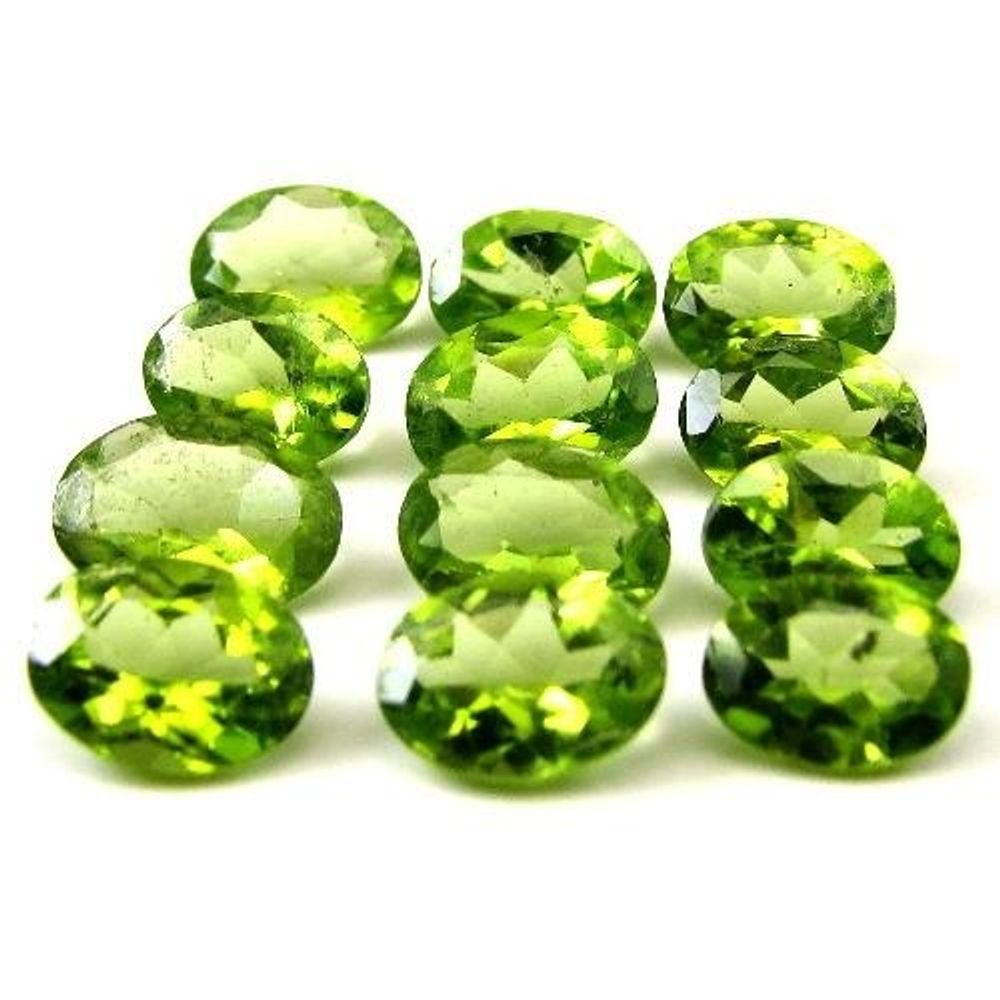 14.2Ct-12pc-Lot-Natural-Green-Peridot-Oval-8X6mm-Faceted-Gemstones