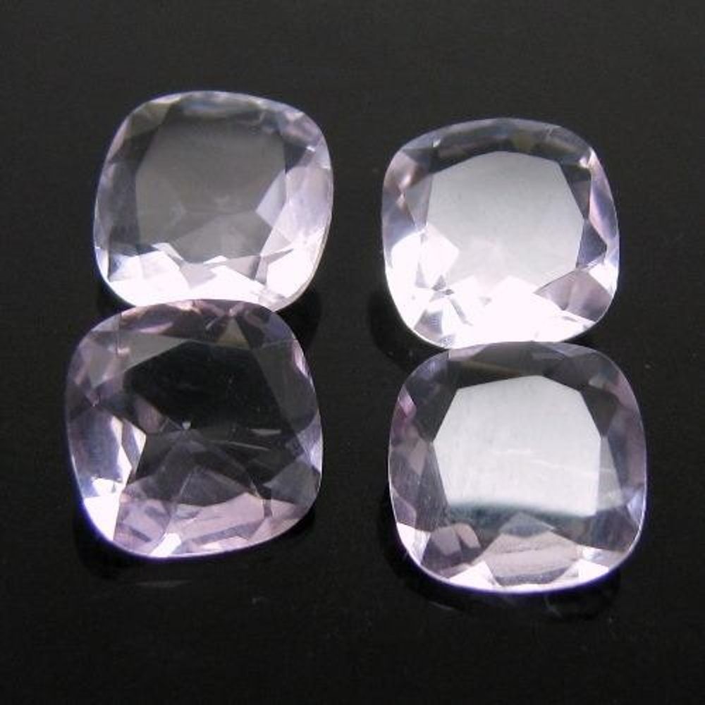 13.10Ct-4pc-Lot-Natural-Rose-Amethyst-Cushion-Faceted-10mm-Gemstones