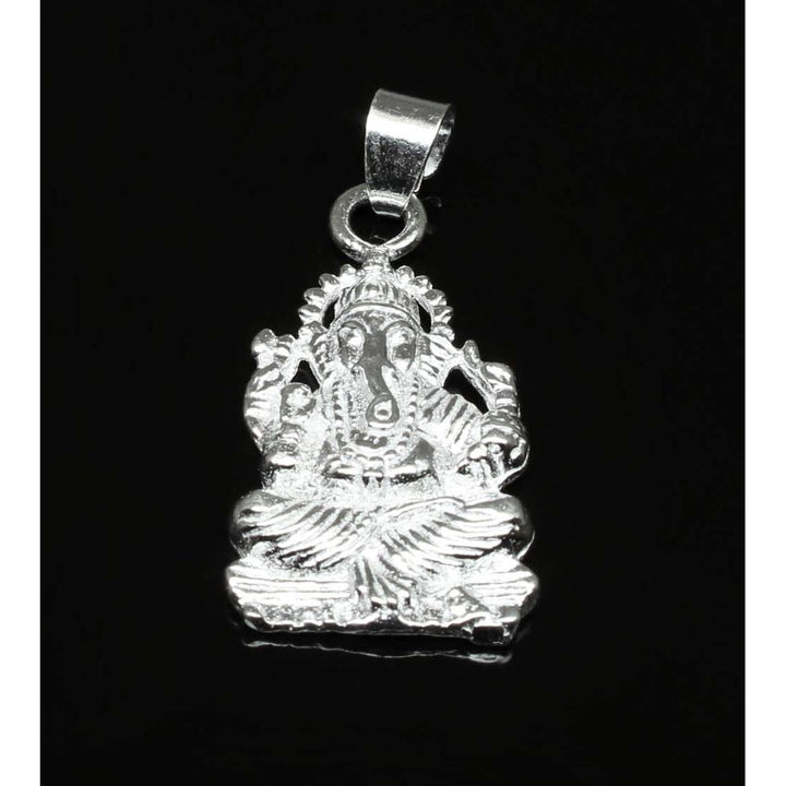 Pure Solid Silver Lord Sitting Ganesha ganpati religious God Pendant