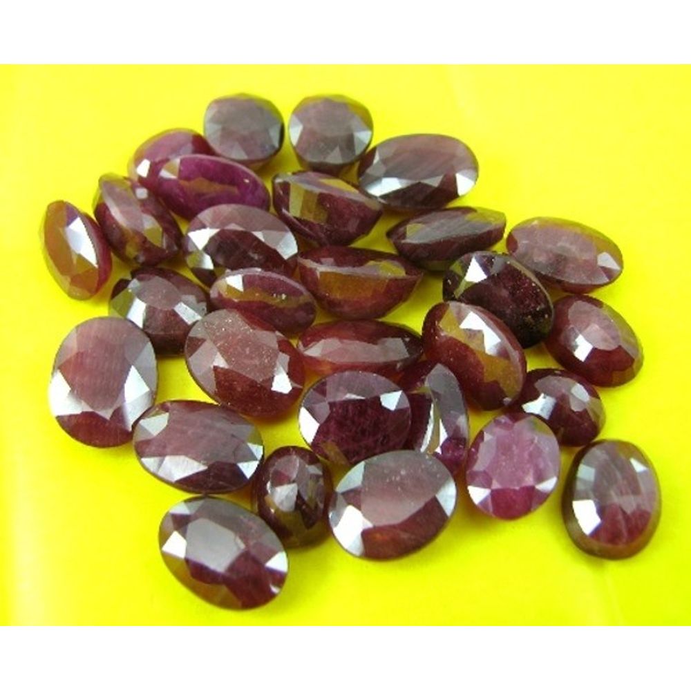 Lustrous 172Ct 29pc Natural Untreated Indian Ruby Gemstones