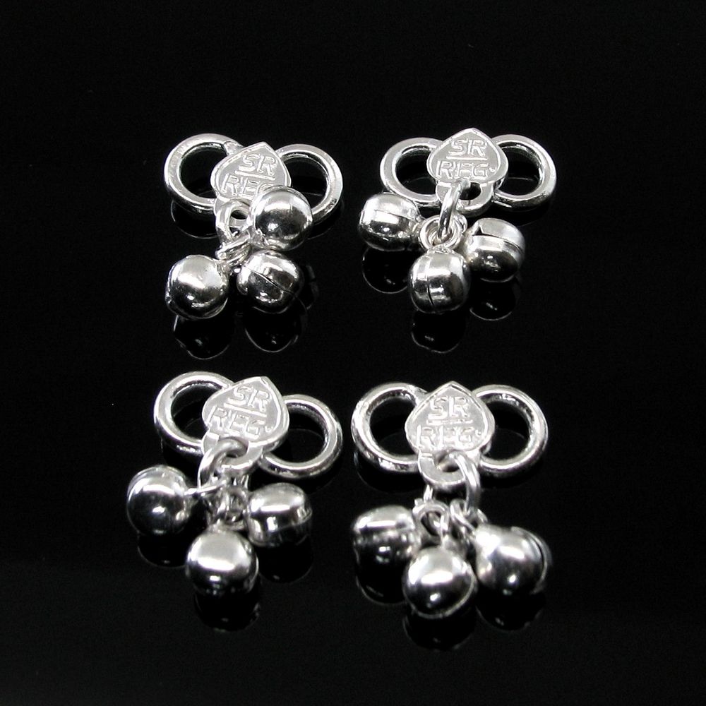 Set of Solid Silver Clasp lock Bells for Anklets