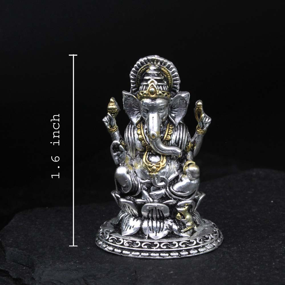 Solid 925 Sterling Silver Ganesha Charm Pendant Chain Necklace Adjustable 1 1.4\"\" Small Solid 925 Sterling Silver Lord Pan Ganesha, Pooja