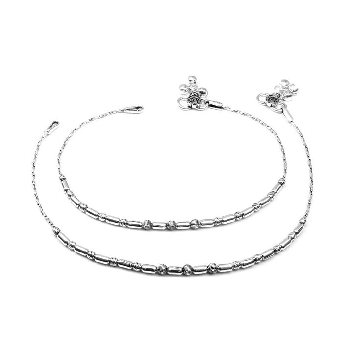 Ethnic Oxidized Real Silver Ankle chain Anklets for Women 10.2"