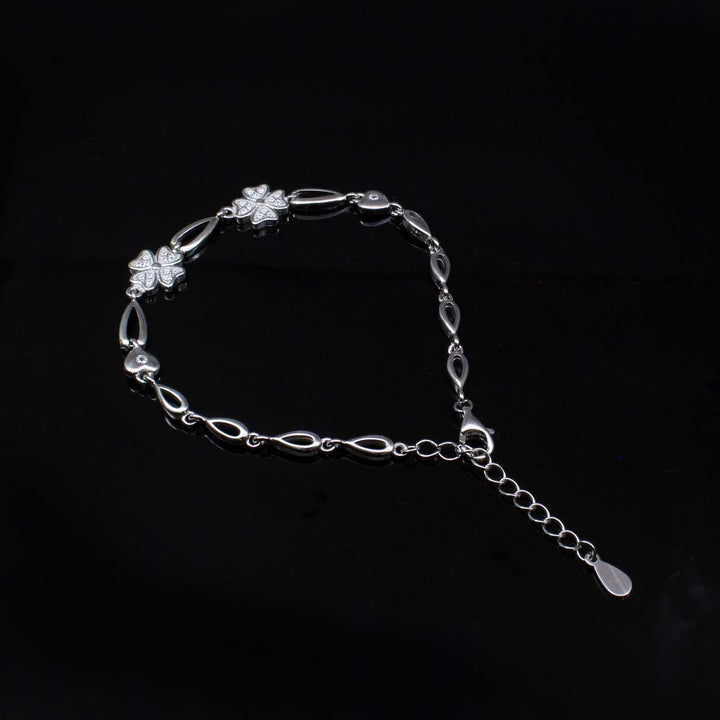 Real Silver 925 Indian Flower Style Bracelet for Girls in platinum finish