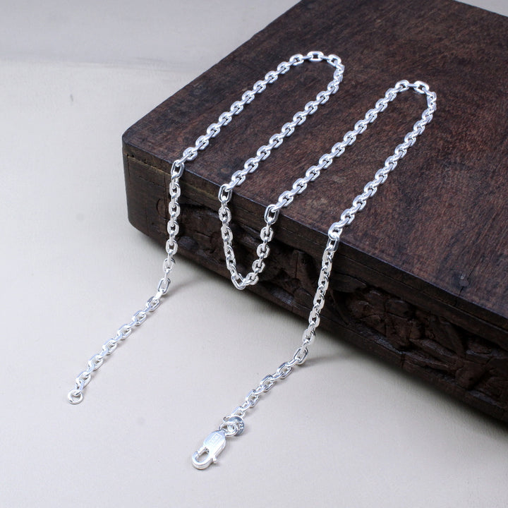 Real Sterling Silver Anchor Indian Style Neck Chain