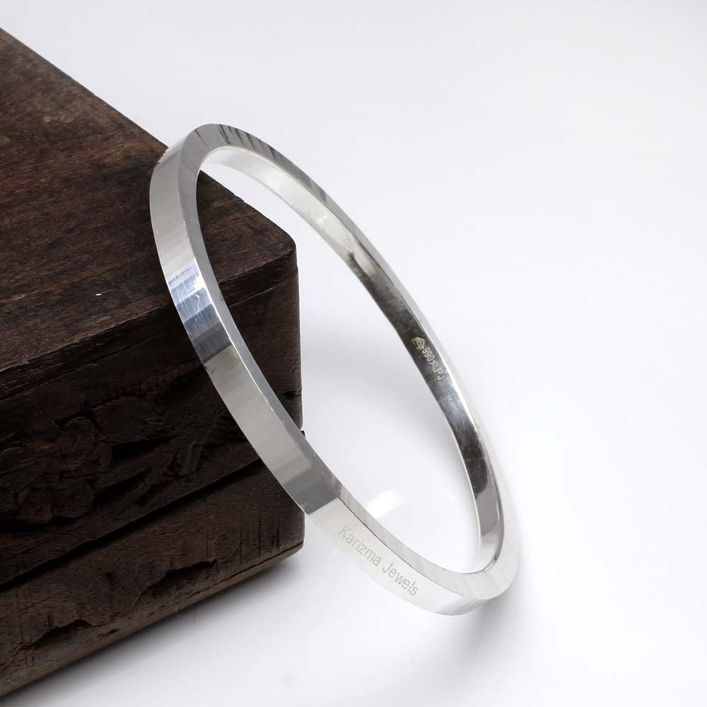 Tough guy Pure 990 Silver plain mens solid kada Bangle Bracelet