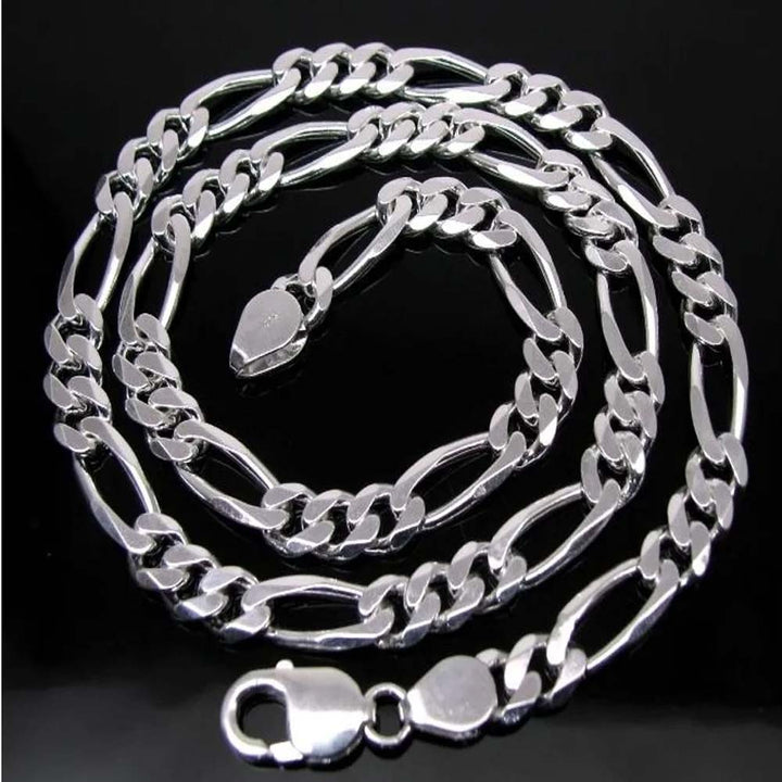 Real Solid .925 Sterling Silver Figaro Link Design Men's Chain 20.3