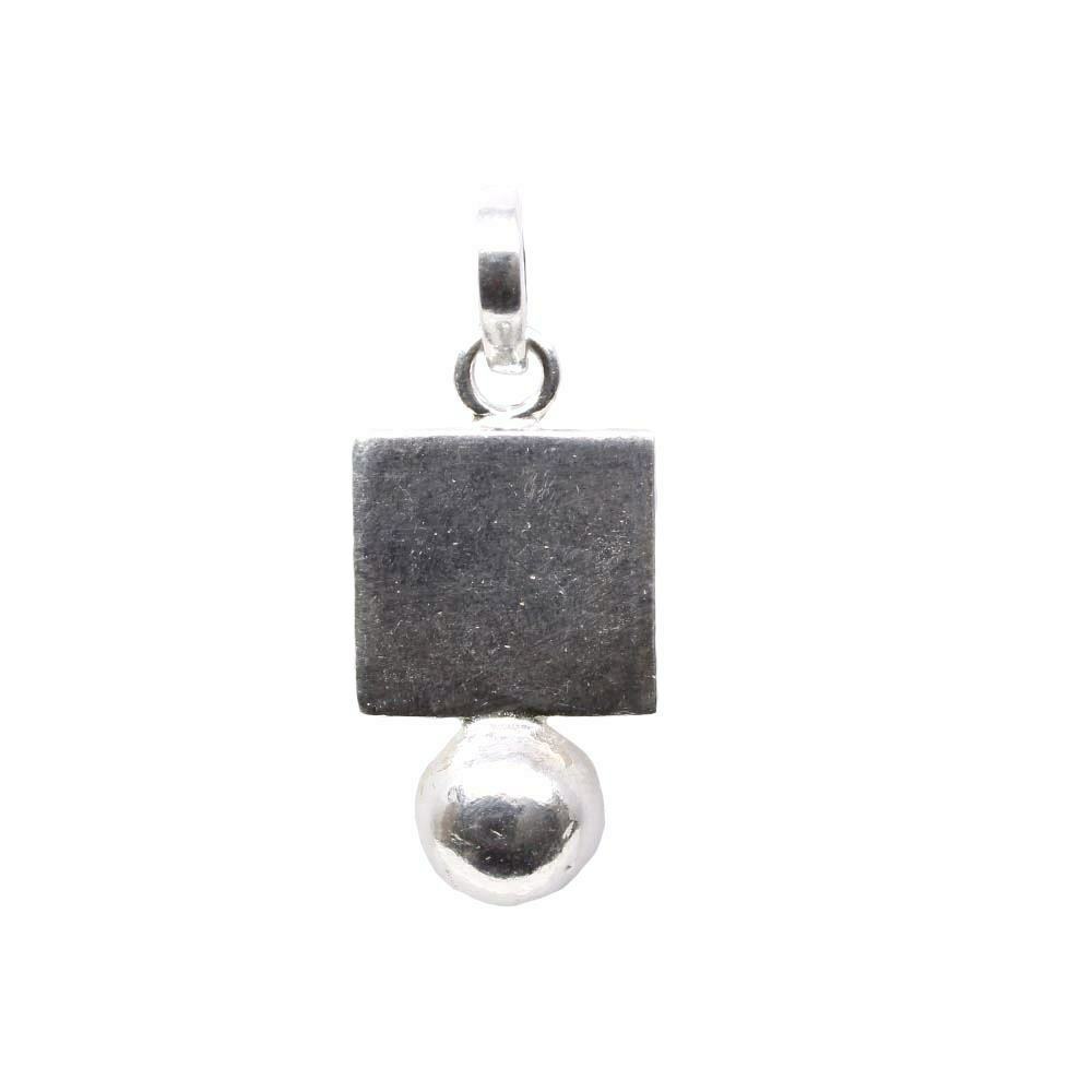 Pure Solid Silver Square Piece ball Chokor goli Pendant for lal kitab astrology