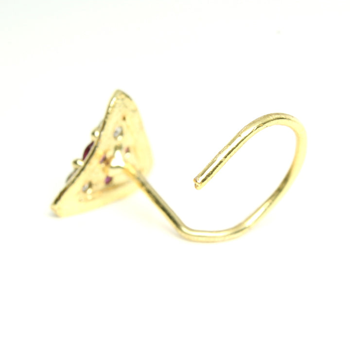 2pc Set Gold Plated Triangle Cute Flower Women Nose Stud CZ Twisted nose ring