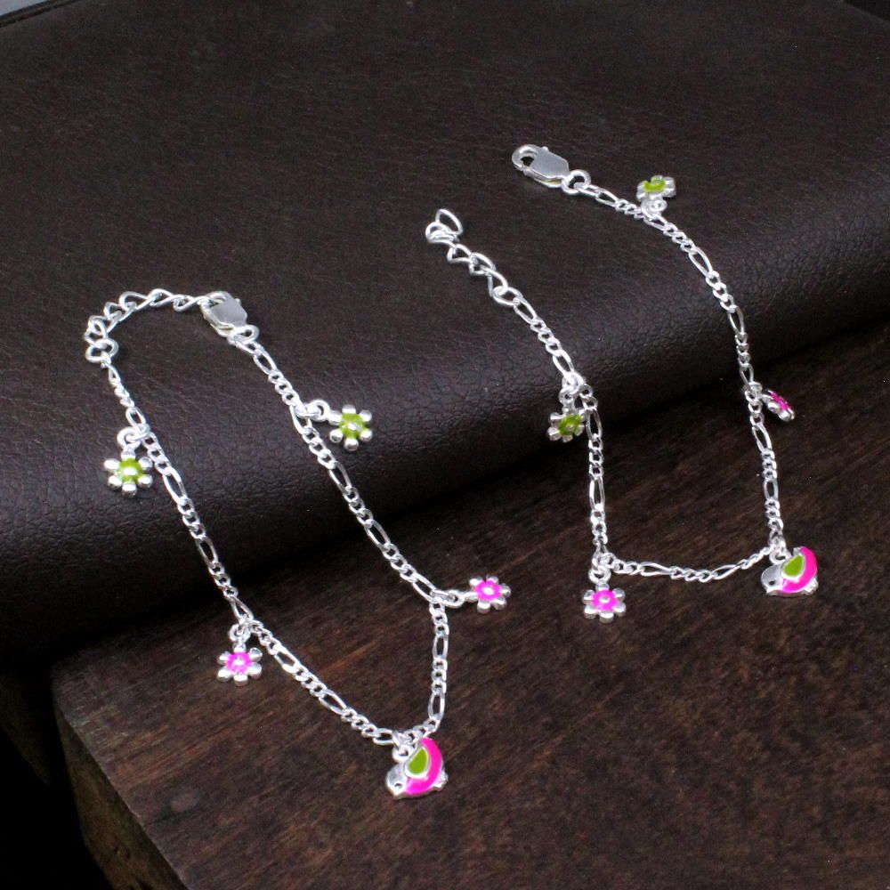 925 Silver Jewelry Kids Bird Anklets Ankle chain foot baby Bracelet 5.5"