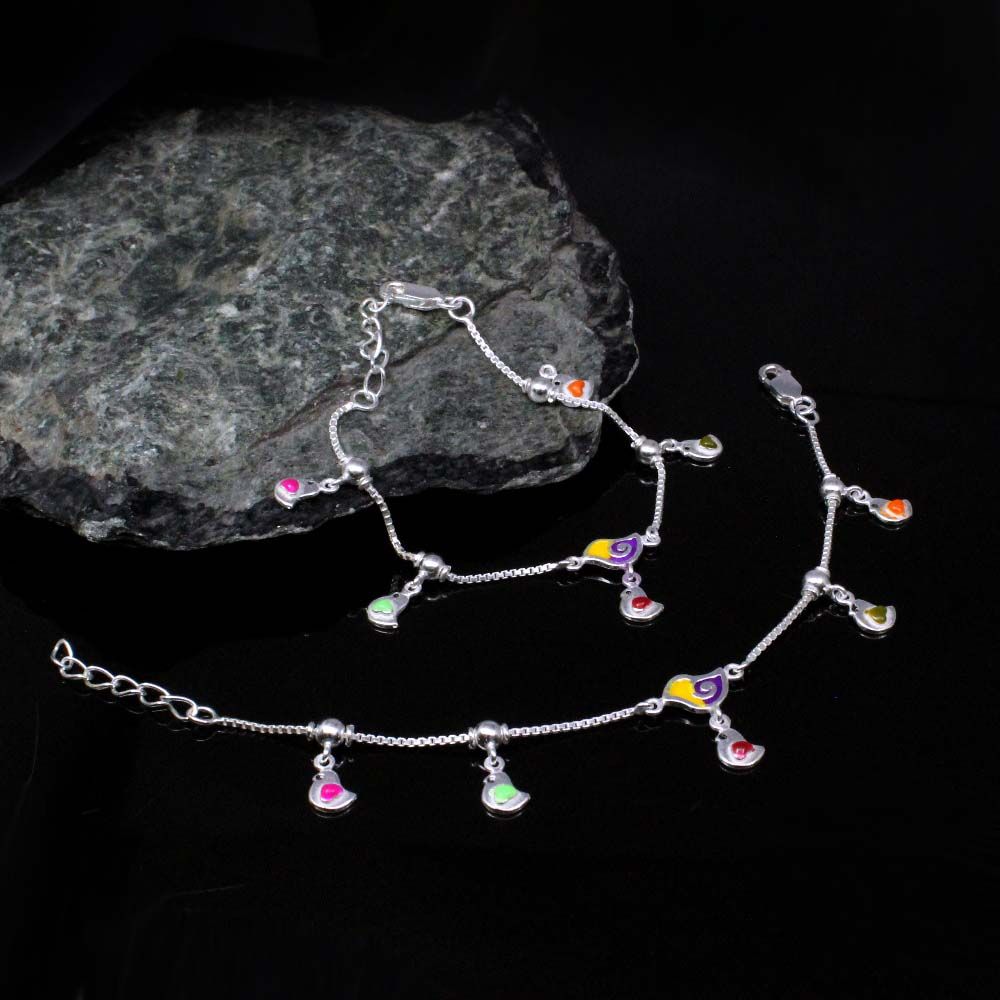 925 Silver Jewelry Cute Bird Anklets Ankle chain foot baby Bracelet 5.5