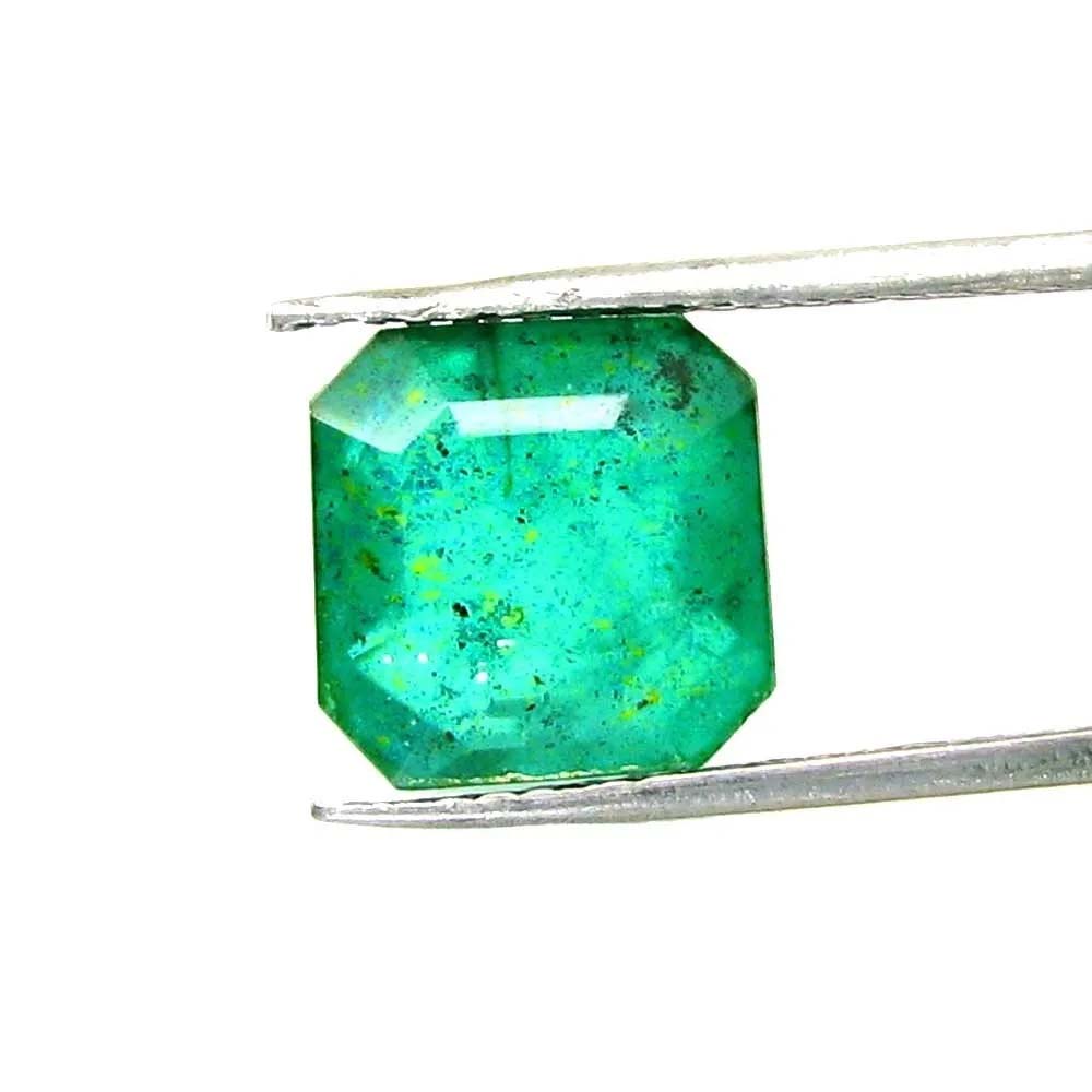 4.7Ct Green Emerald Quartz Doublet Square Faceted Gemstone