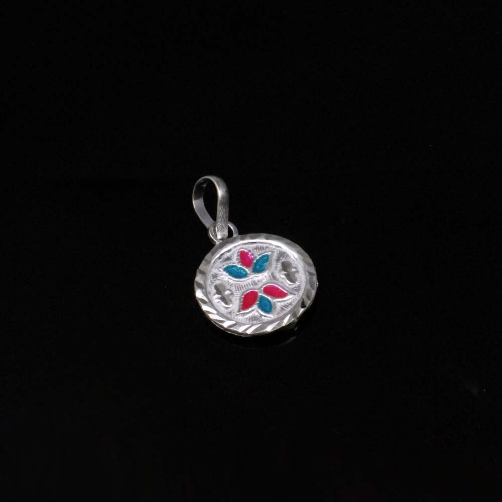 Traditional Indian Embossed enamel sterling silver pendant for women