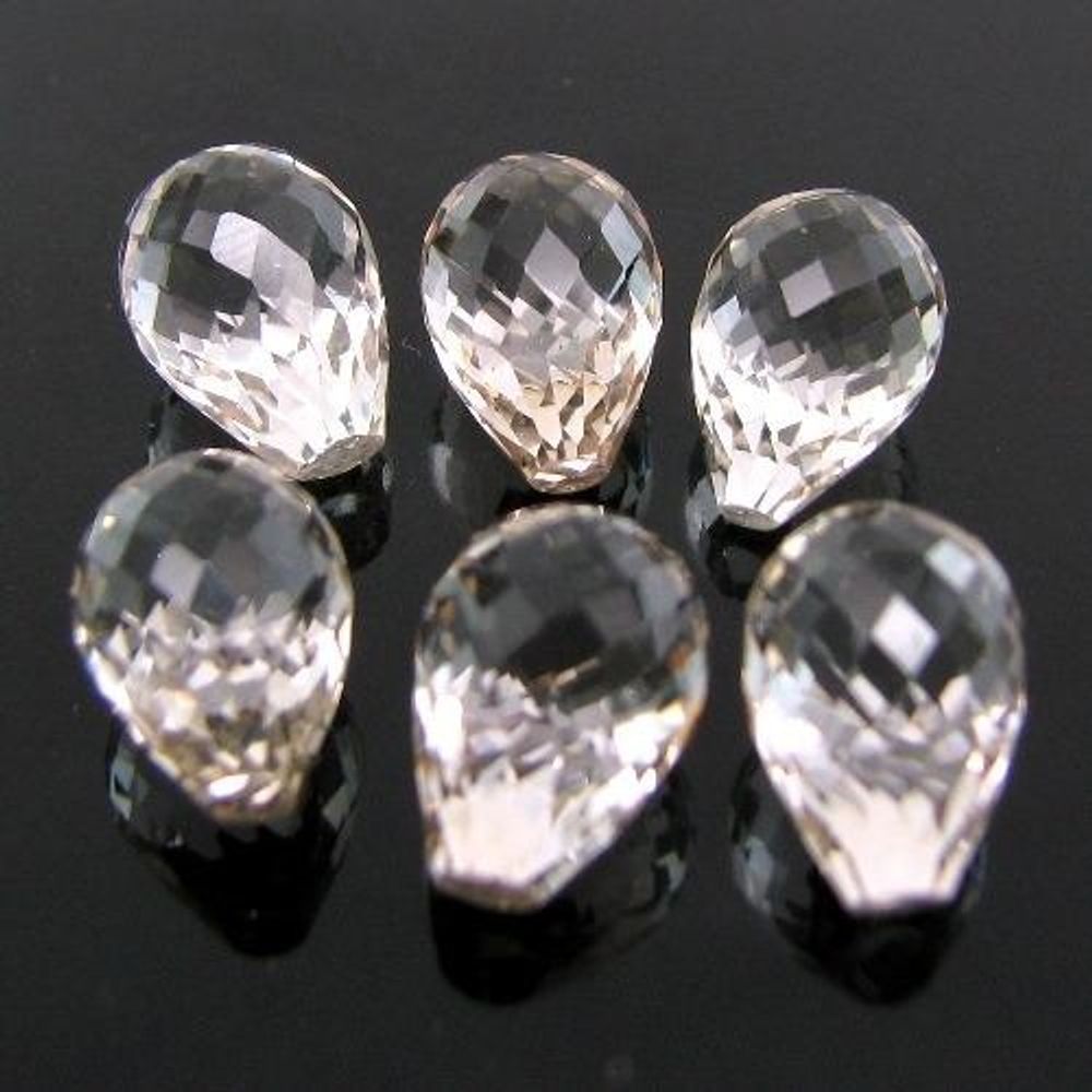 6pc Wholesale Lot Natural Clear White Topaz Tear Drop
