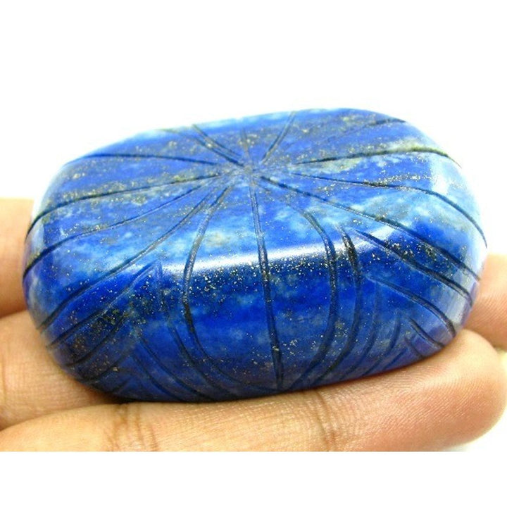 HUGE Collectible 454Ct Natural Untreated Blue Lapis Lazuli Oval Shape Carved Gemstone