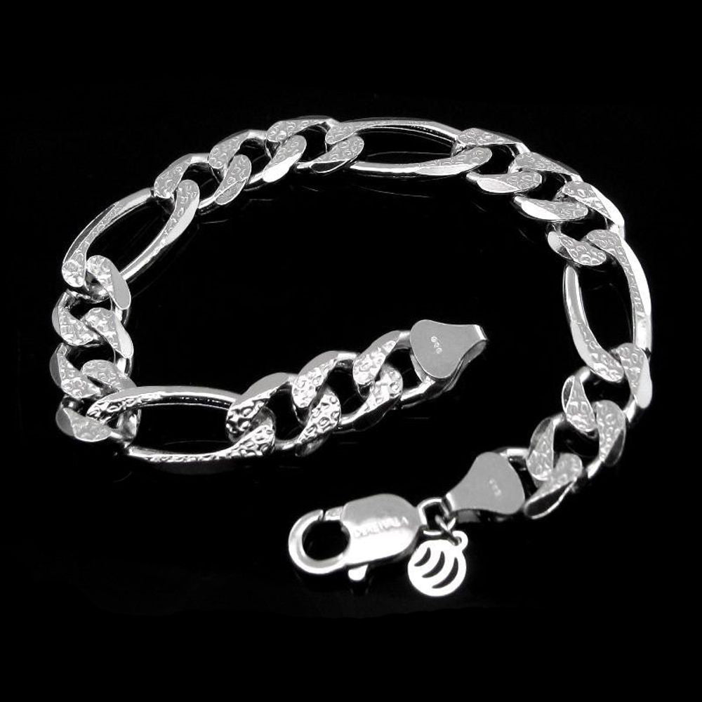DASHING Genuine .925 Sterling Silver Figaro Link Men's Bracelet Man Jewelry