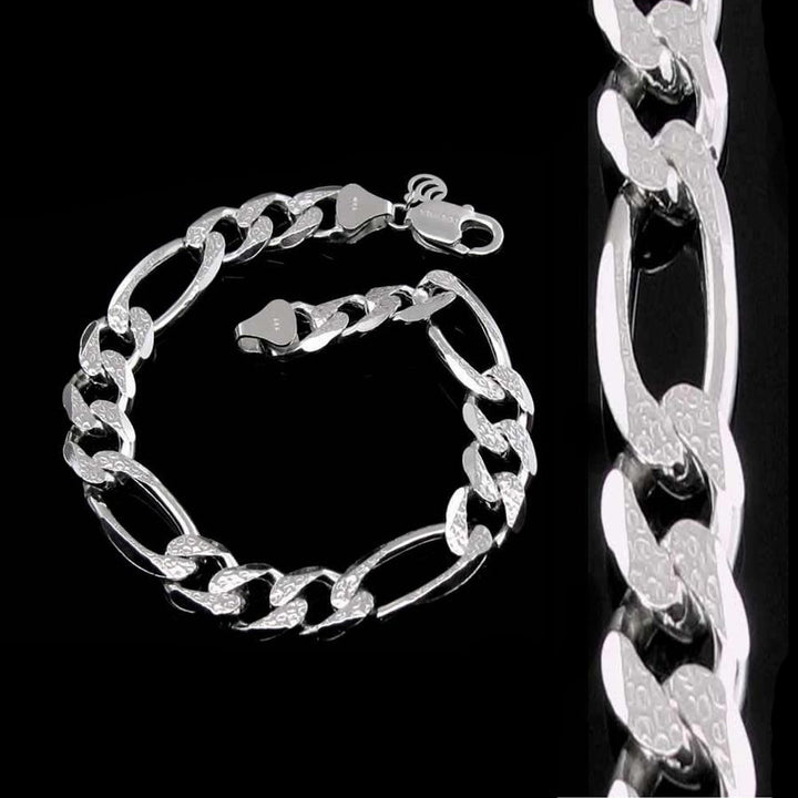 DASHING Genuine .925 Sterling Silver Figaro Link Men's Bracelet Man Jewelry