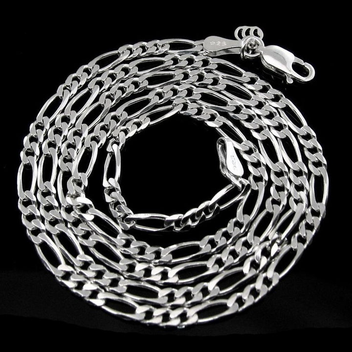 Real Solid .925 Sterling Silver Figaro Link Design 3mm Men's Chain 20&quot;